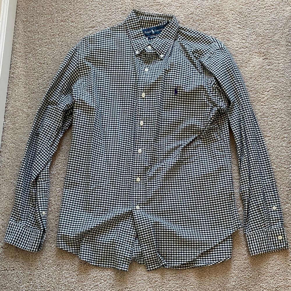 Ralph Lauren Green Checkered Button Down Shirt